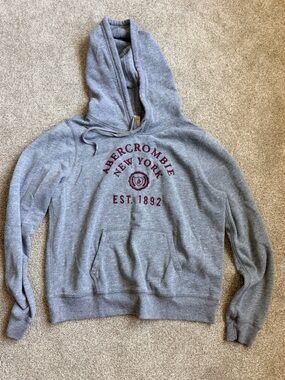 Abercrombie & Fitch Gray Hoodie with Maroon Logo